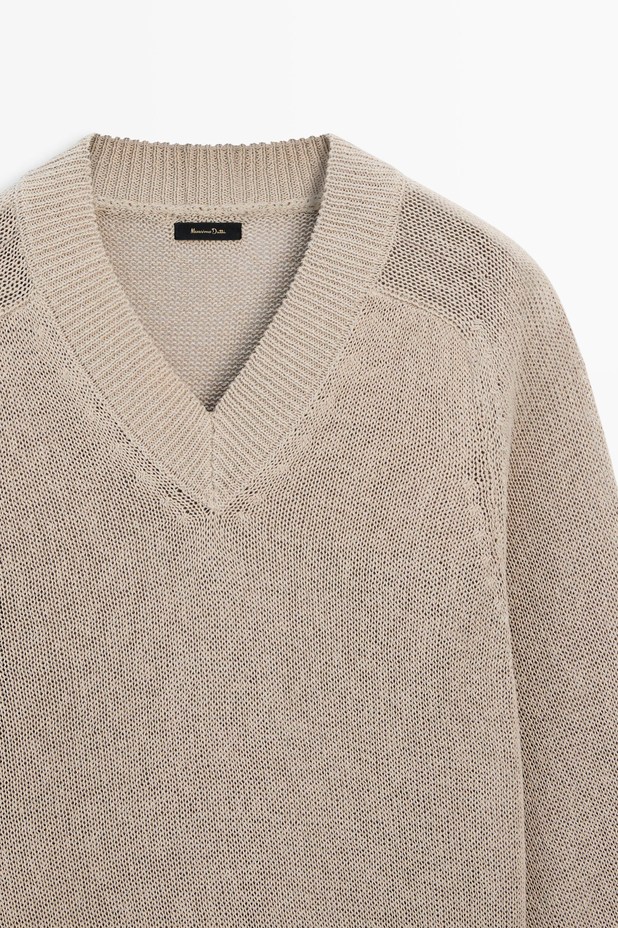 Pull col V en maille de coton mélangé